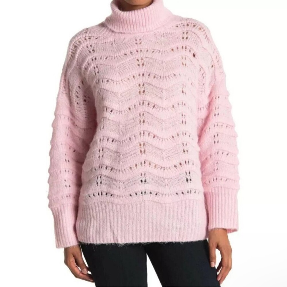 FRNCH Paris Pink‎ Oversized TurtleNeck Soft Sweater Pullover Medium Small